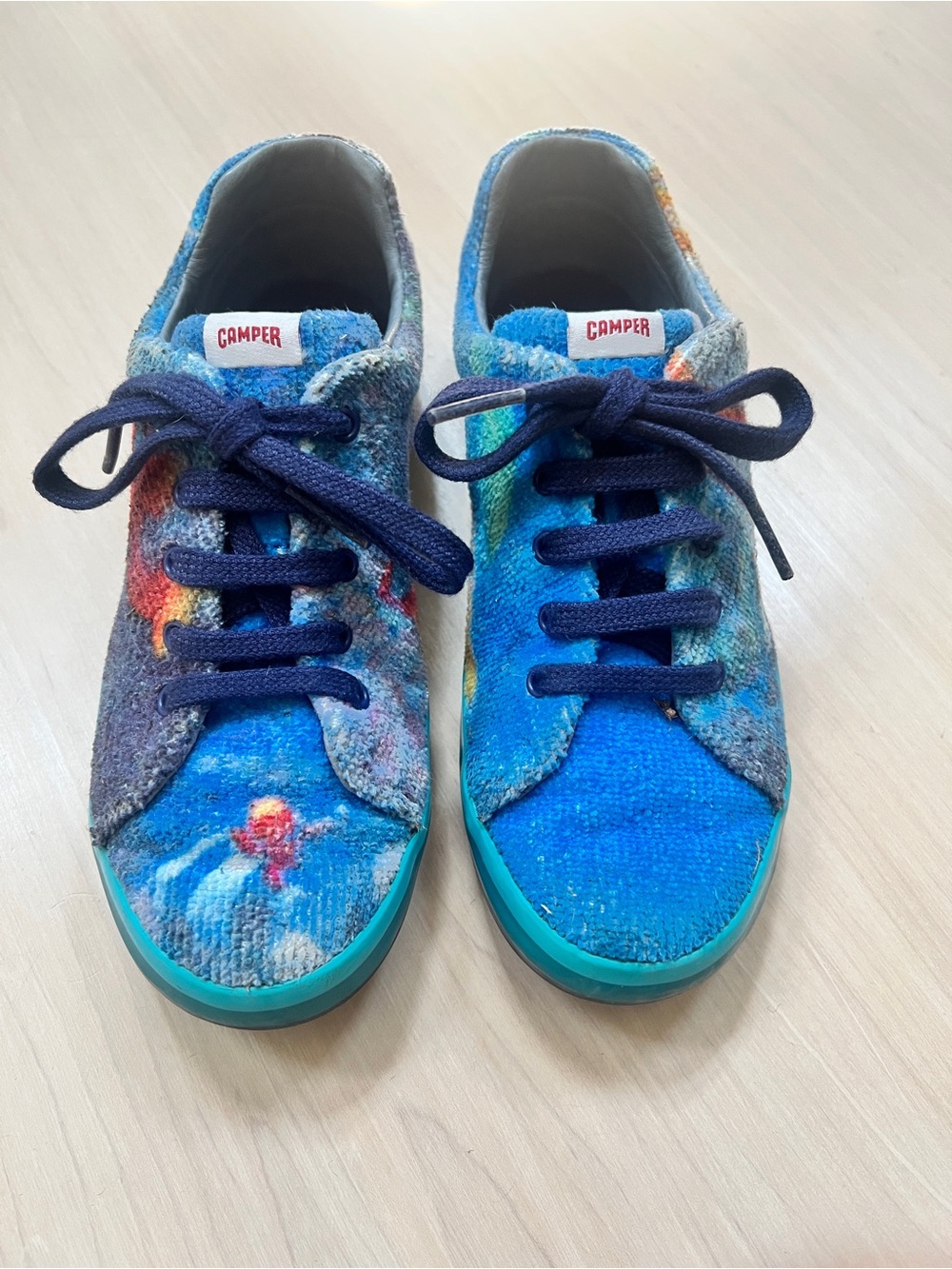 Camper Twins Kids Blue Multicolor Textile Low-Top Sneakers